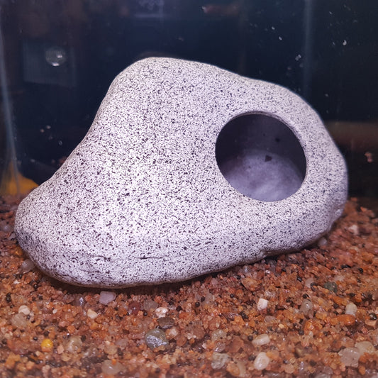 Ceramic fish hide / cave with twin holes - (ST1101)